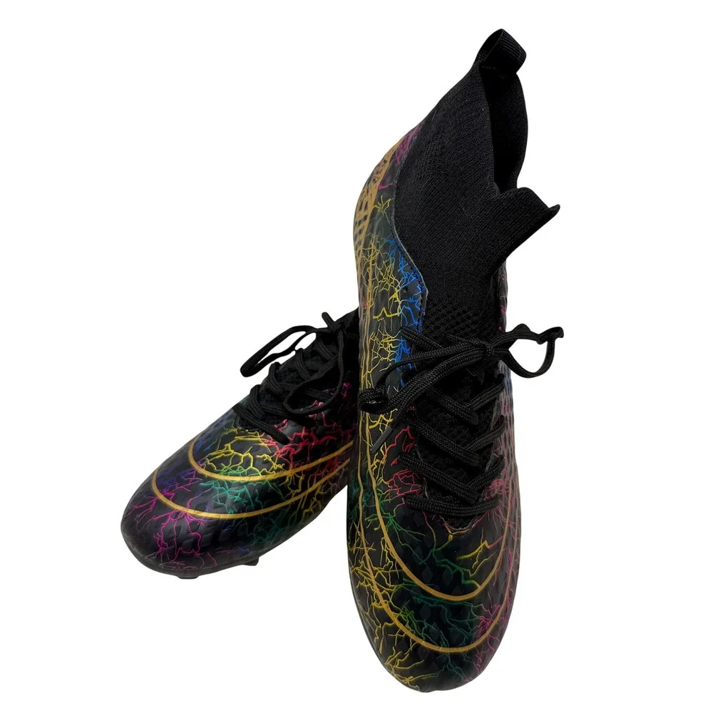 Mens High Top Soccer Cleats Black Multi Color Lightning Graphic Men's 7 1/2
